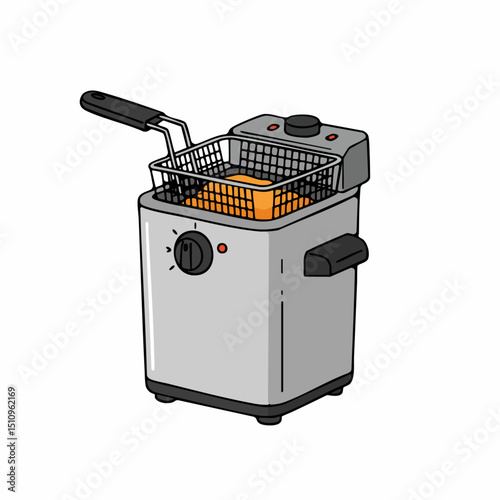 Simple electric deep fryer with french fries