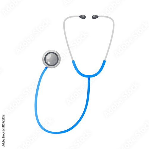 Medical device stethoscope for human body isolated on white background.
