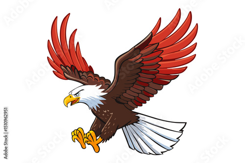 Majestic eagle in flight, a powerful bald eagle soars through the air, its wings spread wide, showcasing its strength and majesty, detailed feathers, outstretched wings (Haliaeetus leucocephalus)