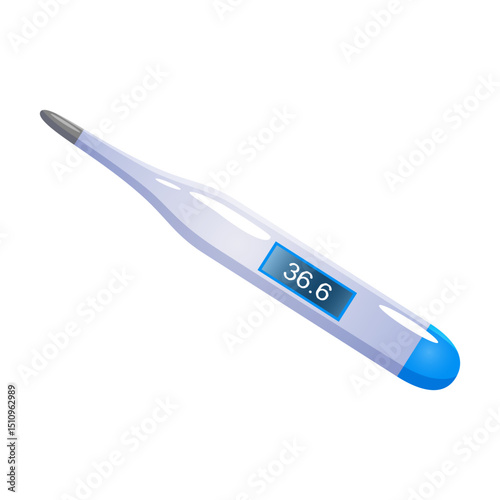 Vector cartoon medical tool thermometer isolated on white background.