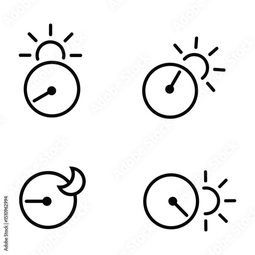 Clock Time Icons Representing Different Times of Day