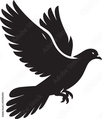Pigeon Silhouette Isolated on White Background