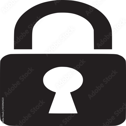 A simple black shield icon with horizontal lines on a white background art