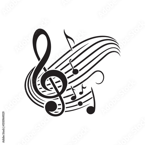 elegant Musical notes wave.