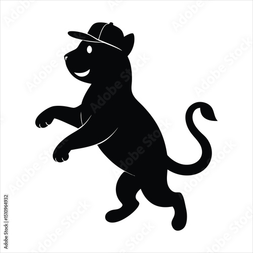 Tiger jumping wearing a cap vector