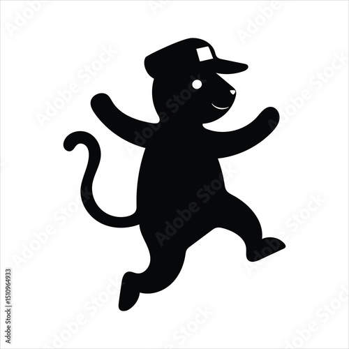Tiger jumping wearing a cap vector