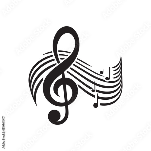 elegant Musical notes wave.