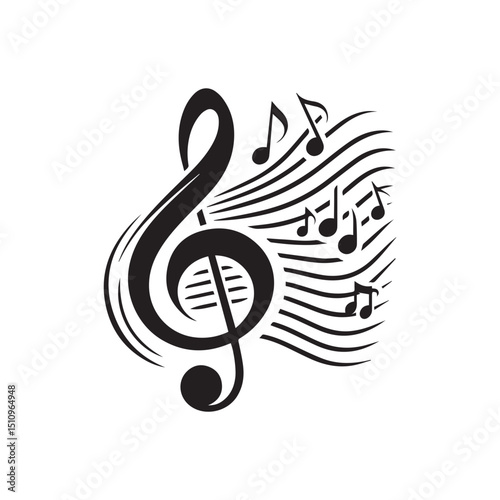 elegant Musical notes wave.