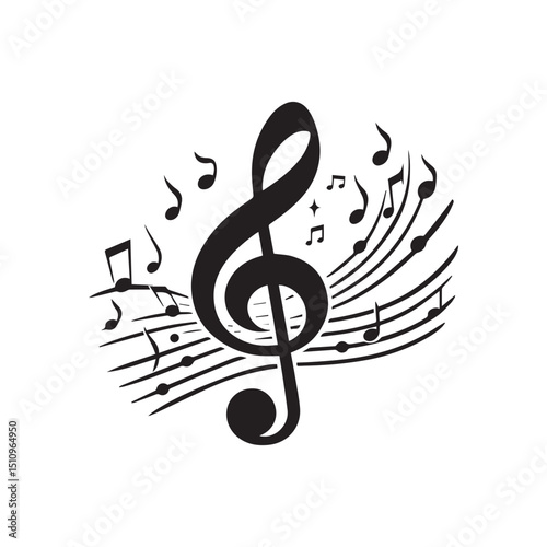 elegant Musical notes wave.