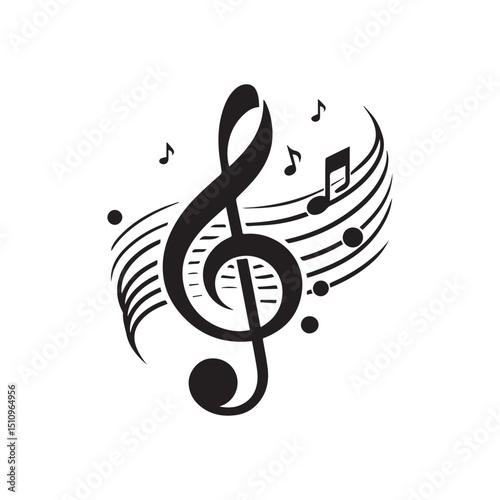 elegant Musical notes wave.