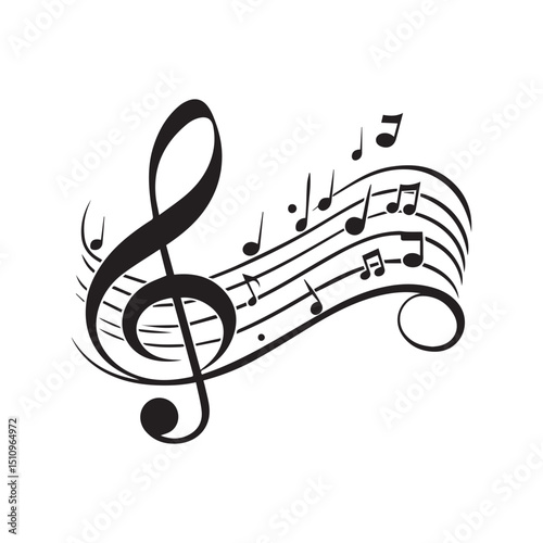 elegant Musical notes wave.