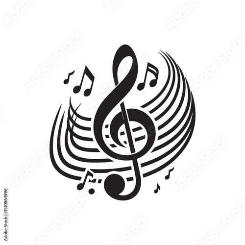 elegant Musical notes wave.