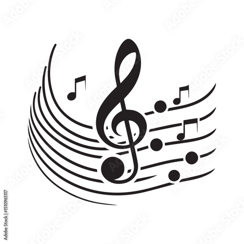 elegant Musical notes wave.