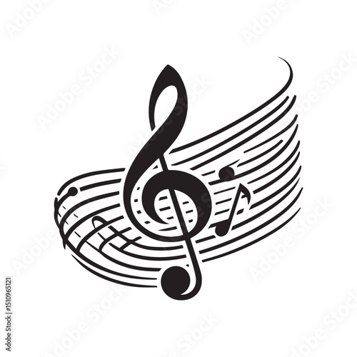 elegant Musical notes wave.