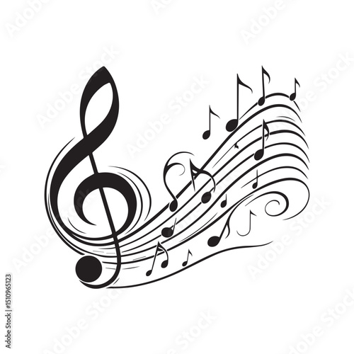 elegant Musical notes wave.