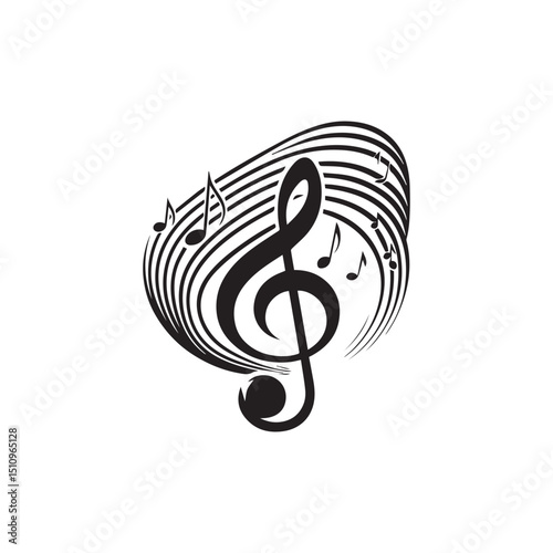 elegant Musical notes wave.