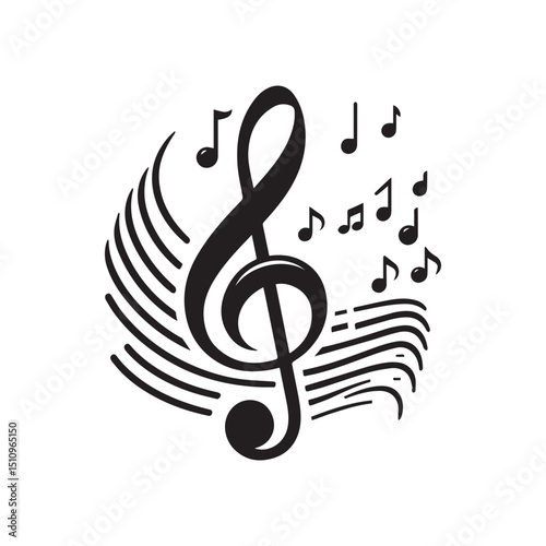 elegant Musical notes wave.