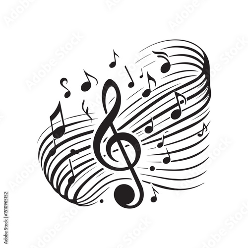 elegant Musical notes wave.