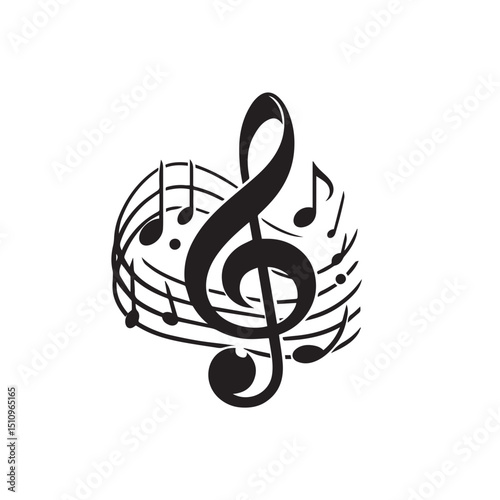 elegant Musical notes wave.