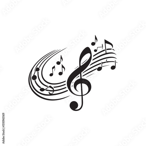 elegant Musical notes wave.