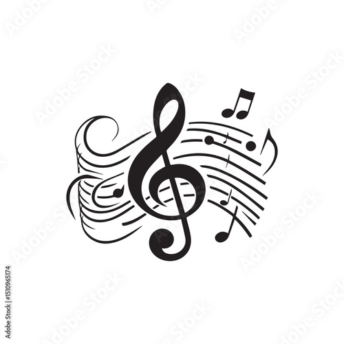 elegant Musical notes wave.