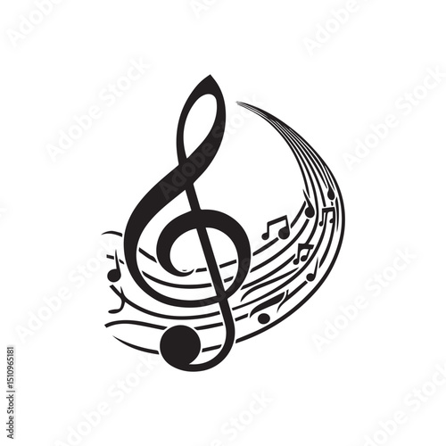 elegant Musical notes wave.