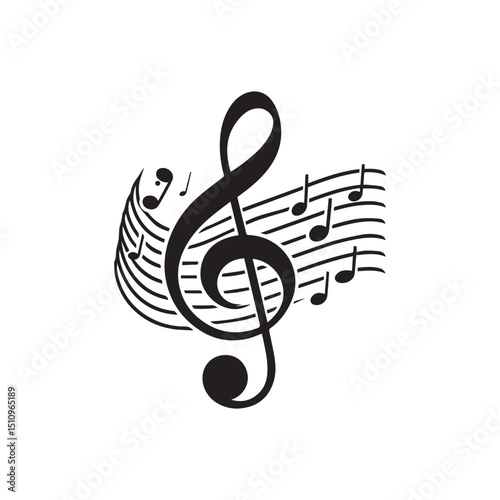 elegant Musical notes wave.