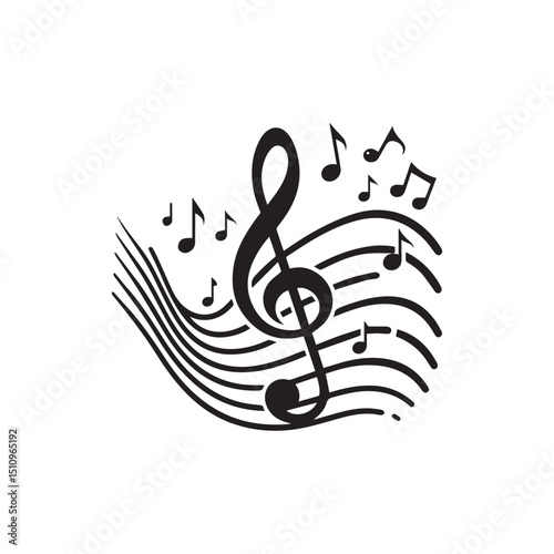 elegant Musical notes wave.