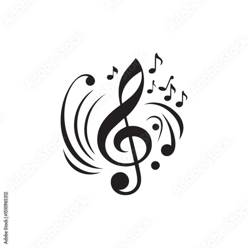 elegant Musical notes wave.