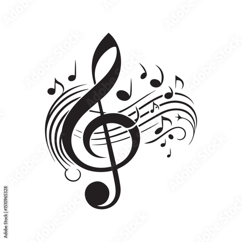 elegant Musical notes wave.