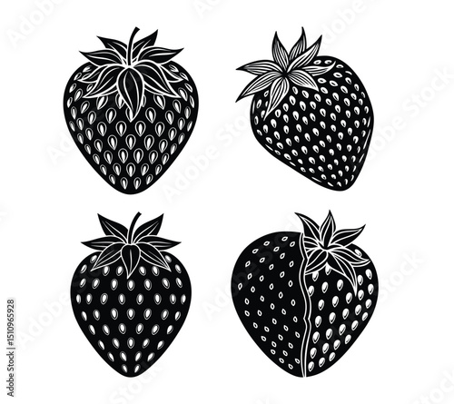 Strawberry Field with Plants and Ripe Fruits. photo