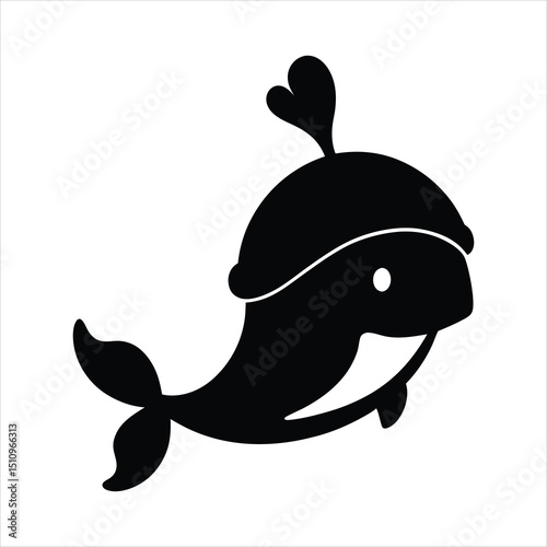 Whale splashing wearing a beanie vector