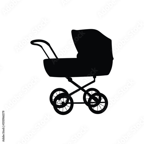 Baby Stroller Silhouette Vector – Minimalist Infant Icon Art