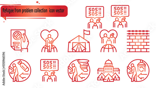 Refugee from problem collection  icon vector
