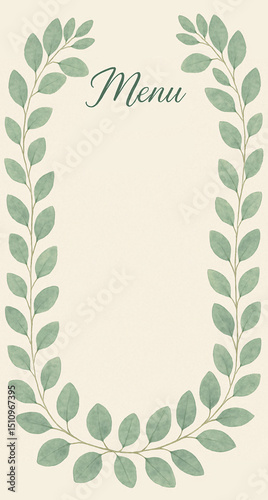 Watercolor greenery menu template design
