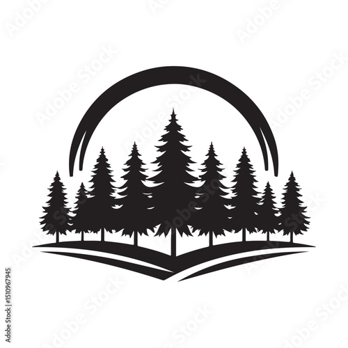 forest scenery vector silhouette clip art logo design illustration