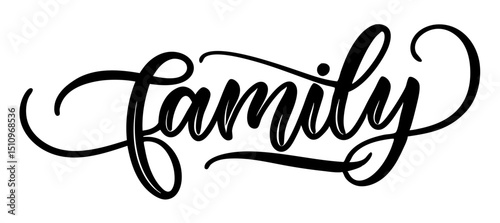 Family Calligraphy Word Art: Elegant Black Script