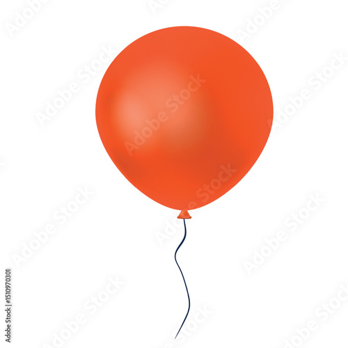 Orange balloon isolated on a white background. Party decoration for birthday and celebrations. Vector realistic colorful festive 3d helium balloons.