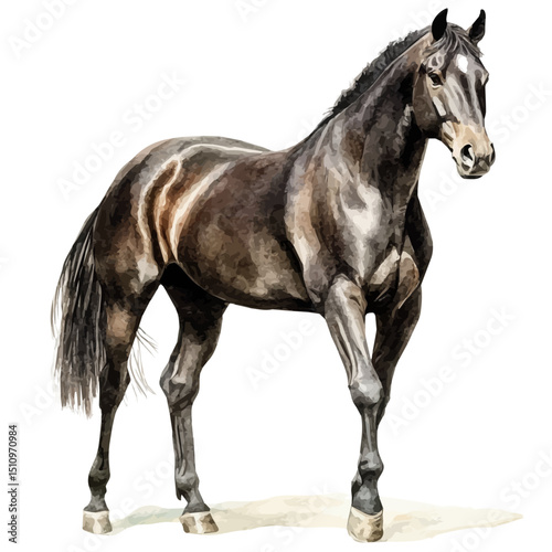 watercolor vector of Horse, high quality, isolated on a white background.