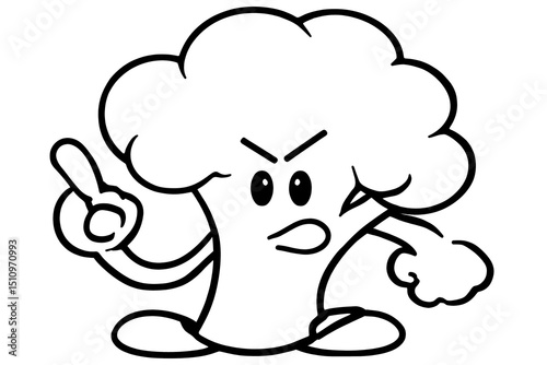 Exciting coloring page featuring playful broccoli character bringing joy to kids