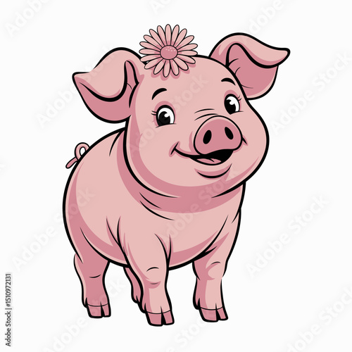 Happy Pig Illustration