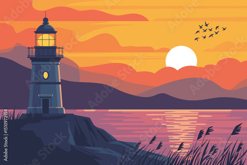 Lighthouse at Sunset