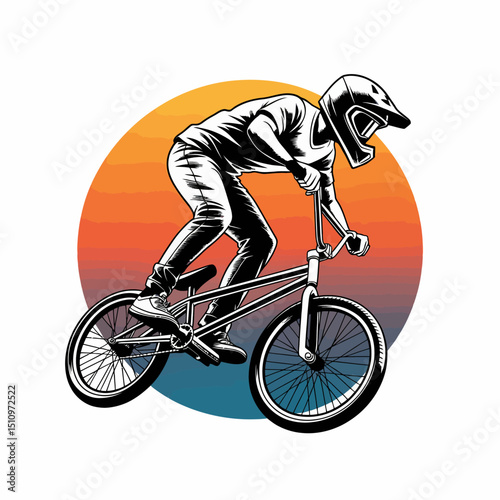 BMX Rider Sunset Illustration
