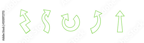Set of arrows moving up in green color. Simple vector illustration isolated on white background.