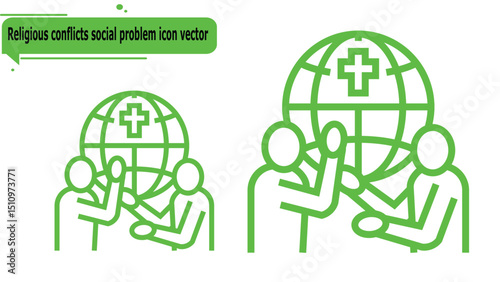 Religious conflicts social problem icon vector