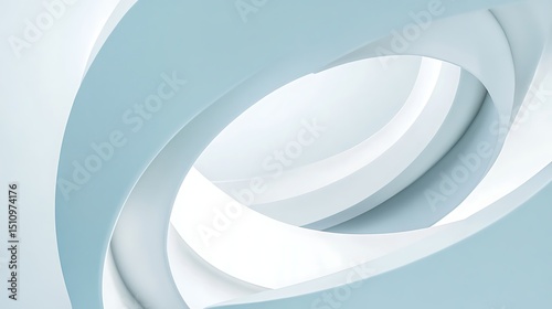 Abstract light blue and white 3D architectural forms