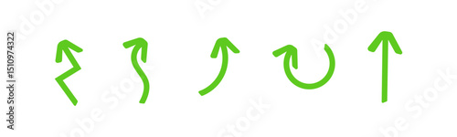 Set of arrows moving up in green color. Simple vector illustration isolated on white background.