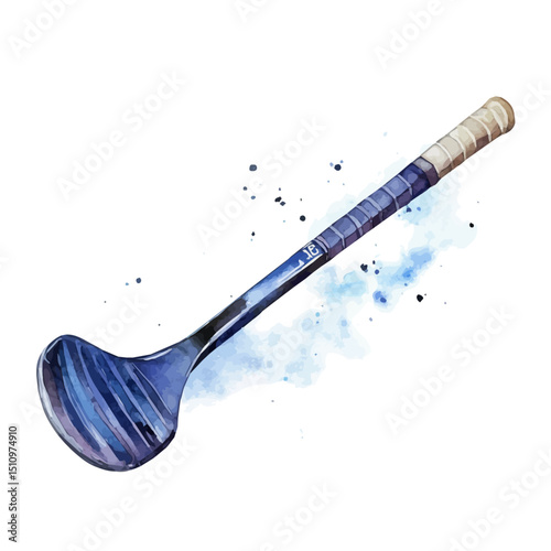 Hockey Stick, watercolor drawing vector, high quality, isolated on a white background.