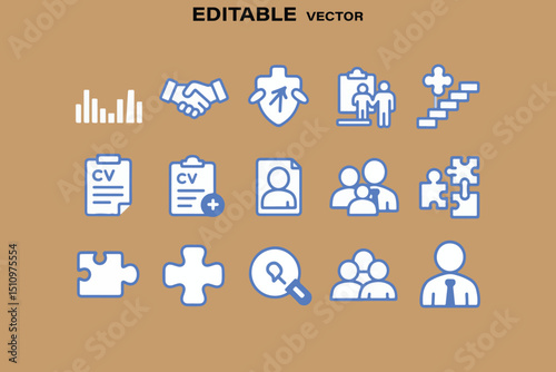 Business and Human Resources Icon Set Vector Illustration for Website and Graphic Design Editable and Customizable