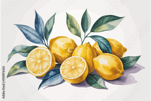 Watercolor Lemon Composition
